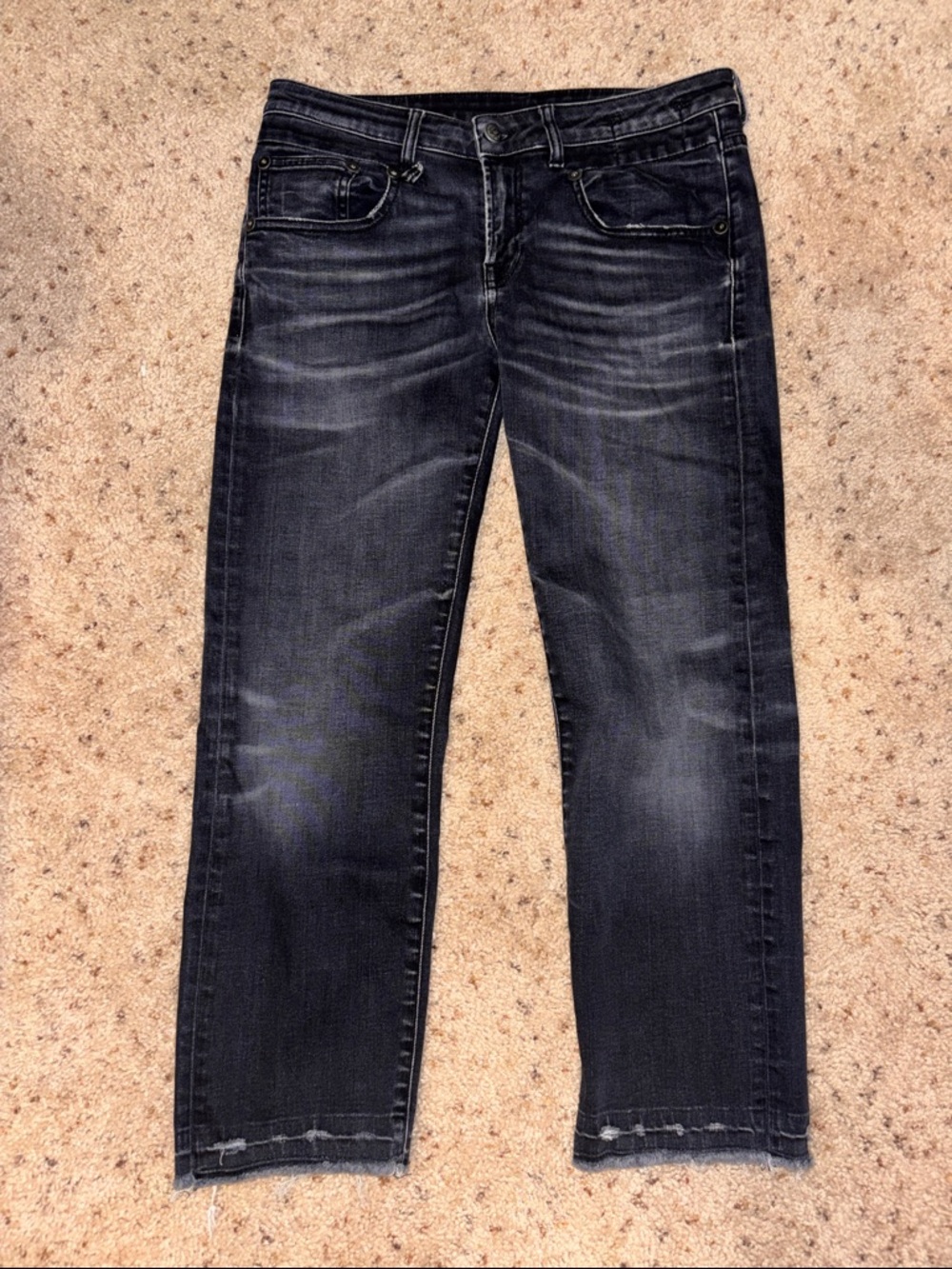R13 Boy Straight with Let down hem Jeans Black / Grey Size 28